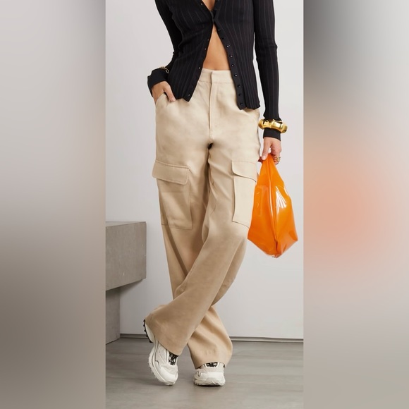 FRAME + NET SUSTAIN organic linen-blend high-rise straight-leg cargo trousers - Picture 2 of 9